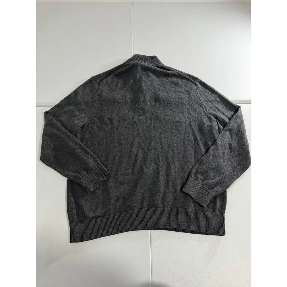 Banana Republic Men’s XXL Gray Quarter Snap Mock Neck Sweater Chest Pockets